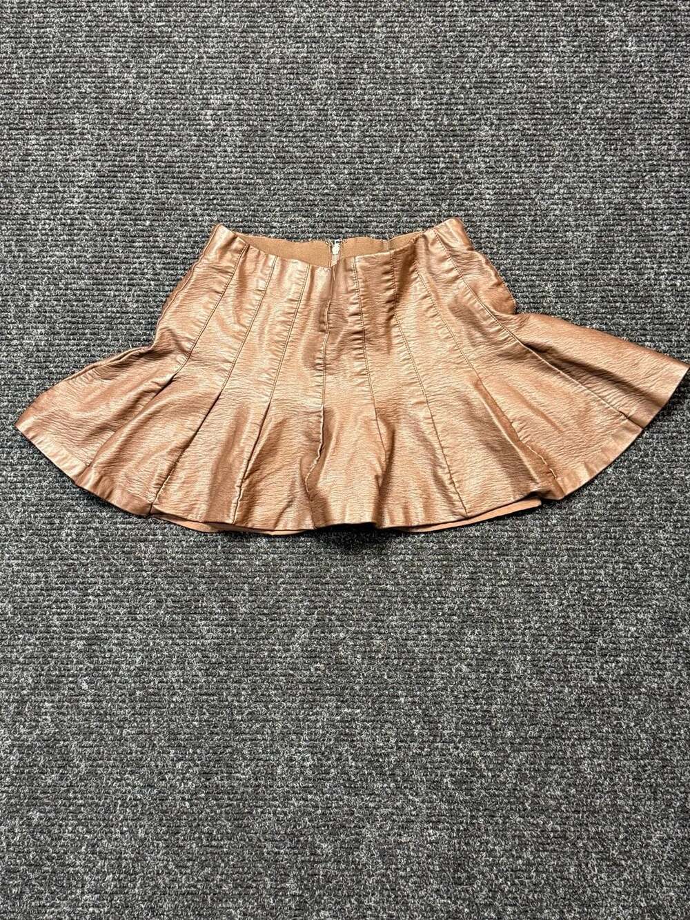 Blu Pepper Womens Metallic Brown Faux Leather Pleated Mini Skirt Size M Y2K Moto